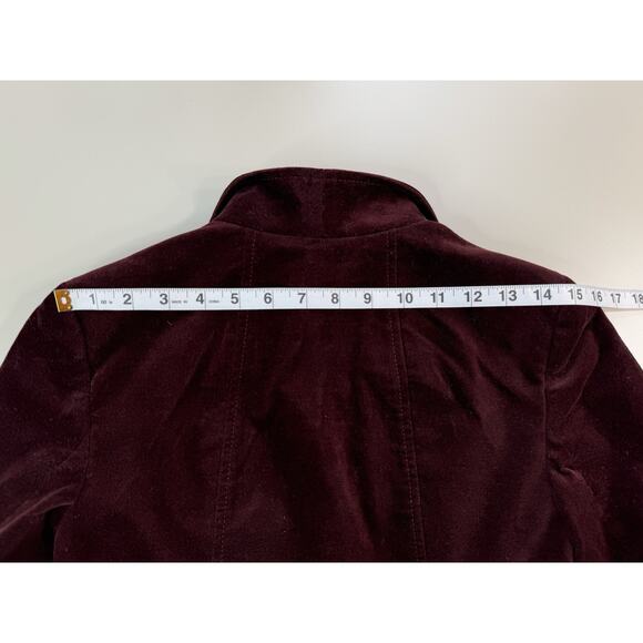 Talbots Womens Blazer Petite 6P Burgundy Velvet Peplum Classic Preppy Academia - Picture 7 of 13